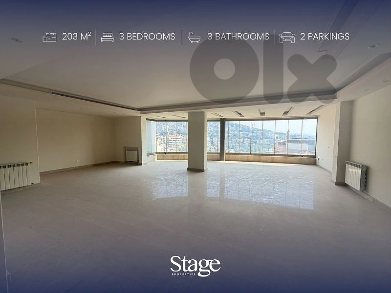 Spacious 203 SQM Apartment with Mountain View for Rent in Awkar