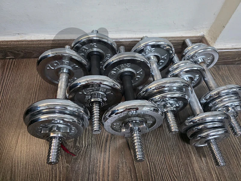 Chrome Dumbbell Set – 43kg Total (Plates + Bars) – Great Condition