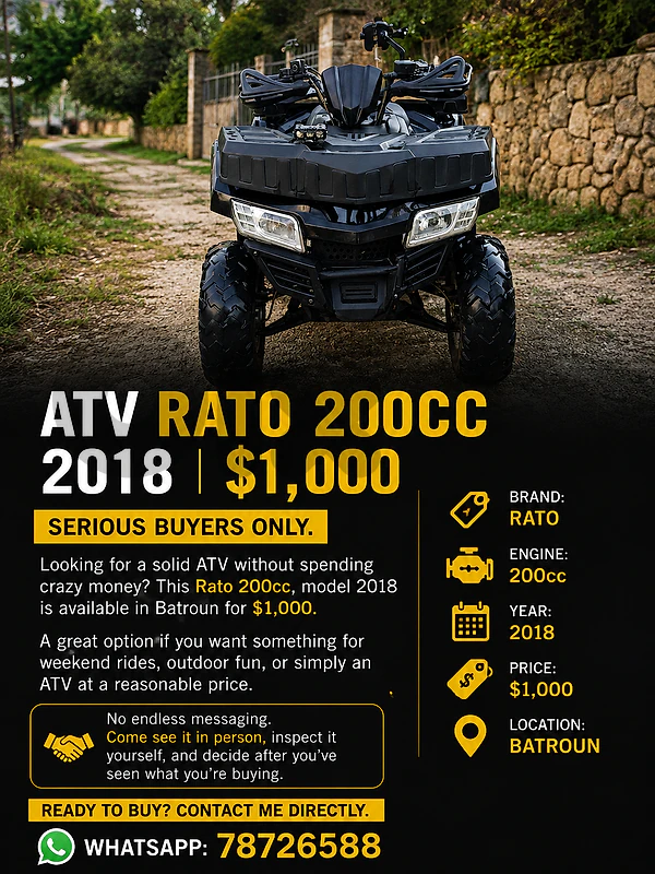ATV RATO 200CC | 2018 | $1,000