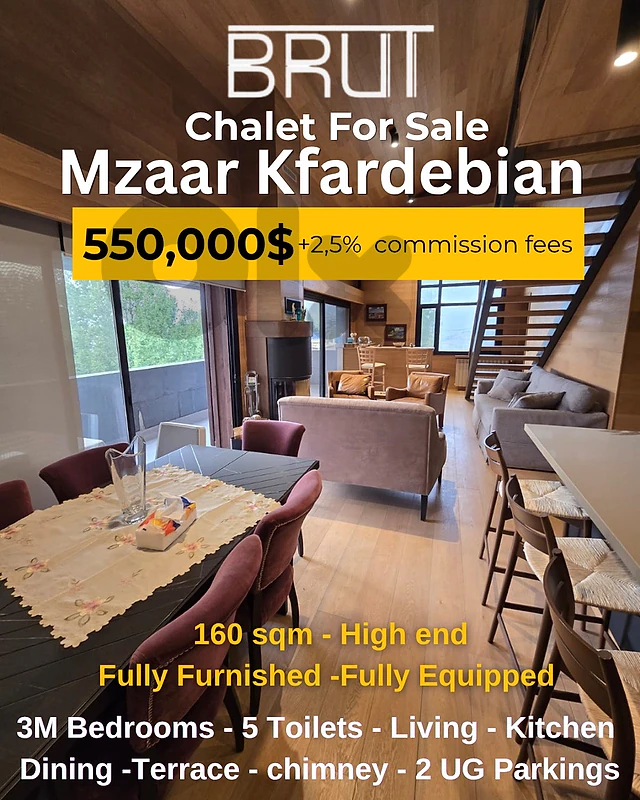 160 high end Fully upgraded chalet for sale in Mzaar Kfardebian