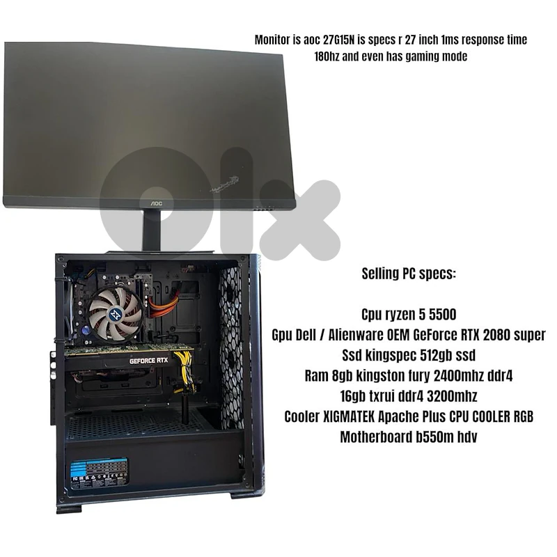 pc with ryzen 5 5500 rtx 2080 super 24gb ram