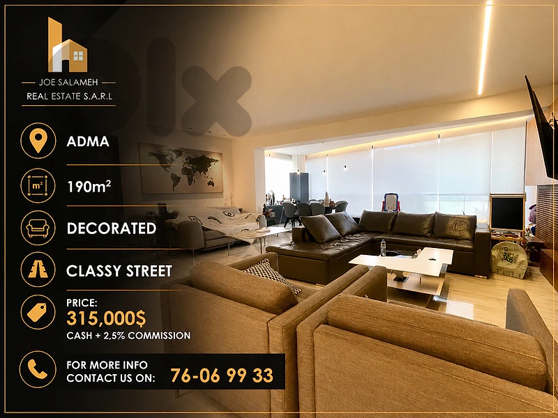 Apartment for sale in Adma 190m2 High End Prime Location 315,000$cash