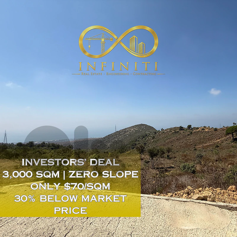 INVESTMENT DEAL | 3,000 SQM Flat Land Kfarmatta, Aley | Only $70/SQM