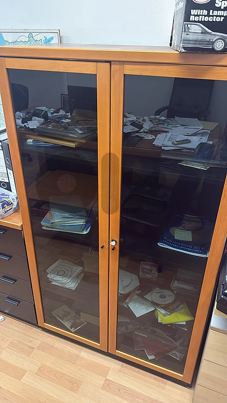 Wooden Display Cabinet with Full-Length Glass Doors