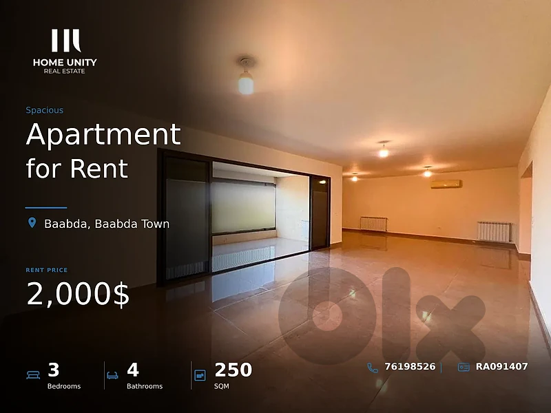 3-bedrooms Apartment for Rent , located in Baabda Town , Baabda