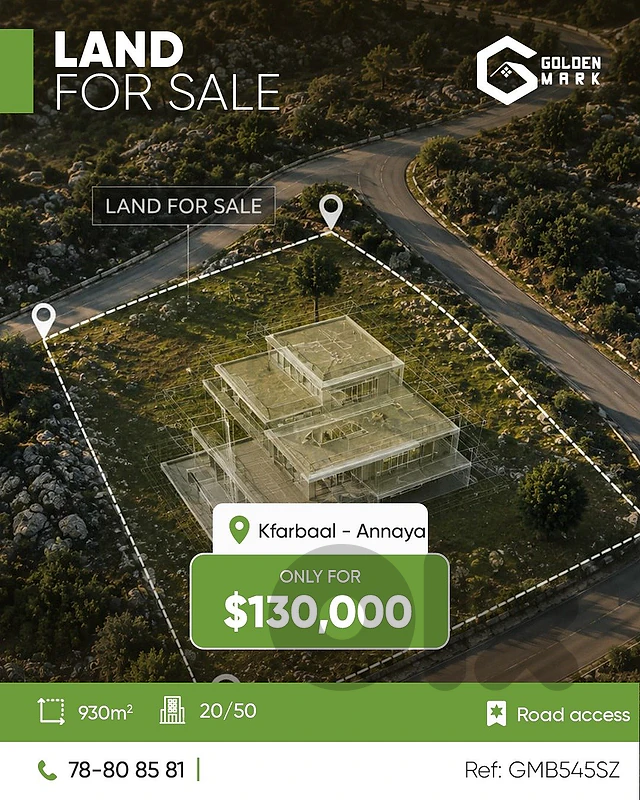 GMB545SZ - Land For Sale In Kfarbaal -  Annaya - أرض للبيع في كفربعال