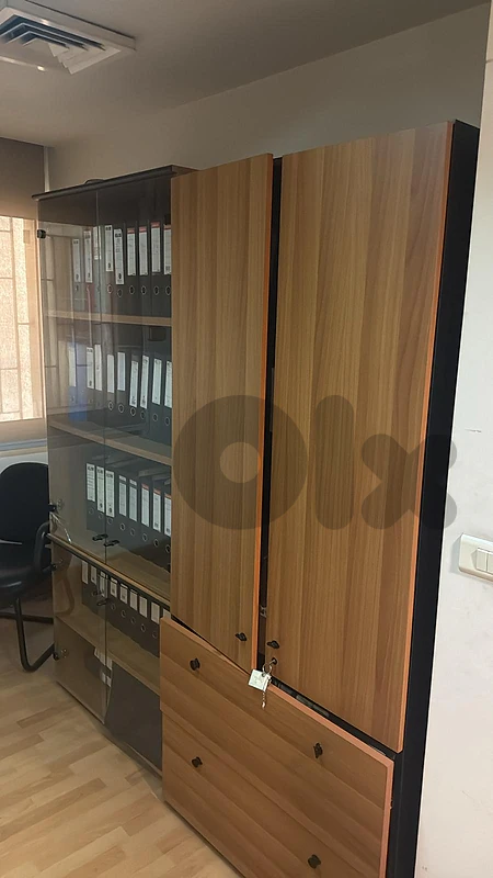 Tall Two-Tone Office Storage Cabinet with Locking Wardrobe & Drawers