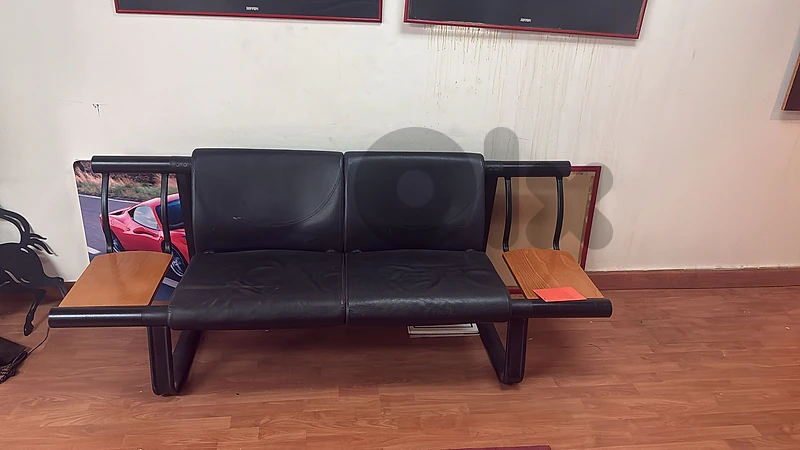 Pair of Commercial 2-Seater Reception Benches with Integrated Side Tab