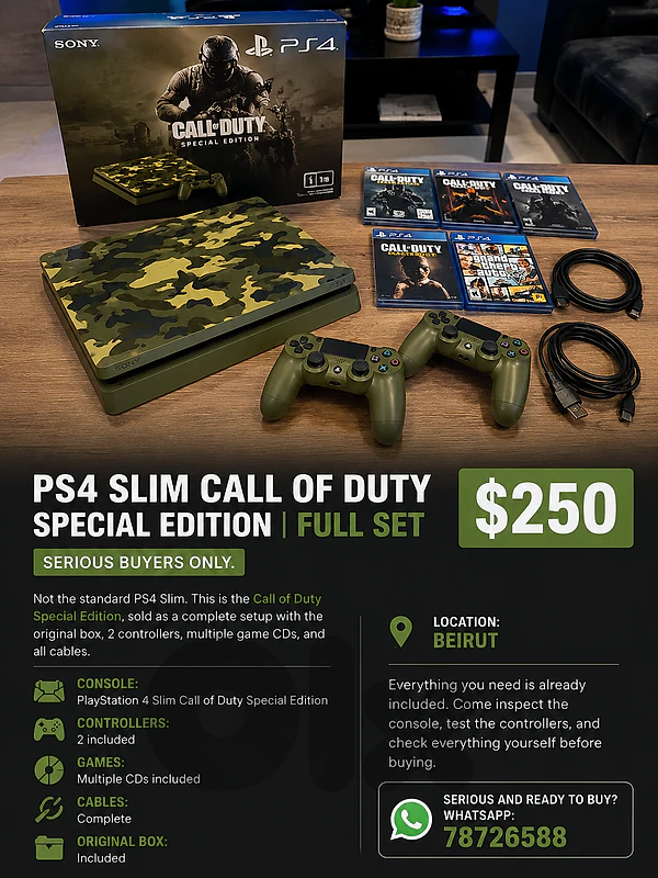 PS4 SLIM CALL OF DUTY SPECIAL EDITION | FULL SET | $250