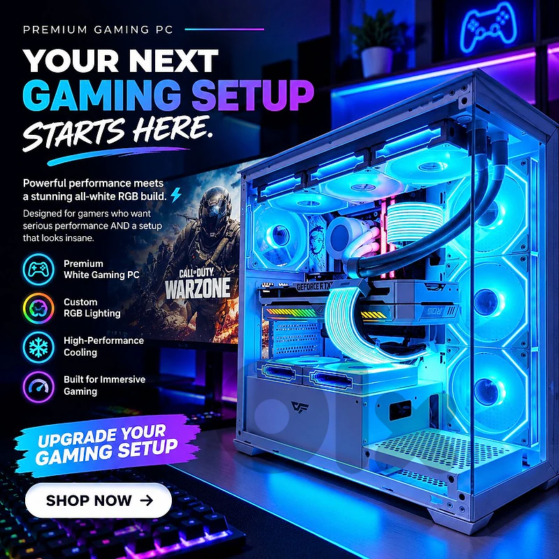 PreBuild Gaming PC Case White DDR5 RTX Intel Core i7 12th Gen