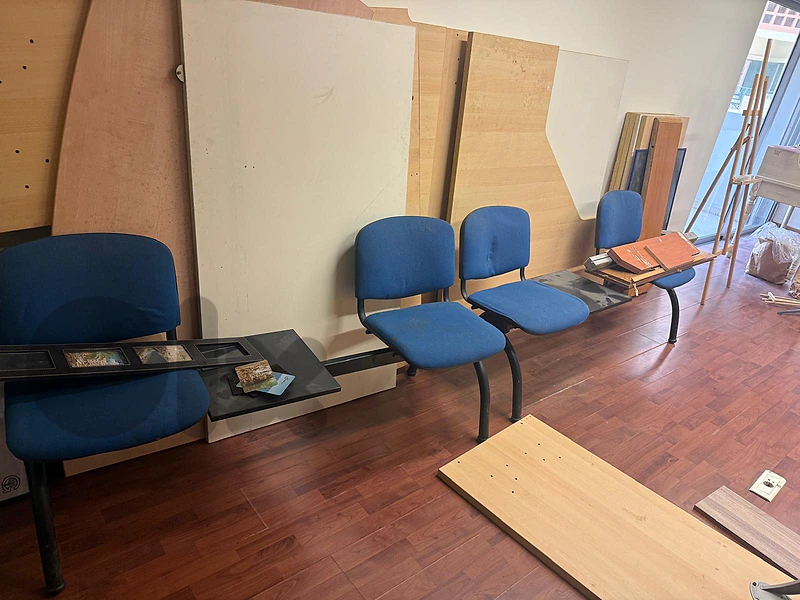 Commercial Blue Fabric Tandem Waiting Room Bench (4-Seat Unit)