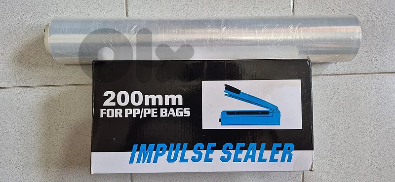 Manual Impulse Sealer (200mm / 8-inch) + Packaging Stretch Film Roll