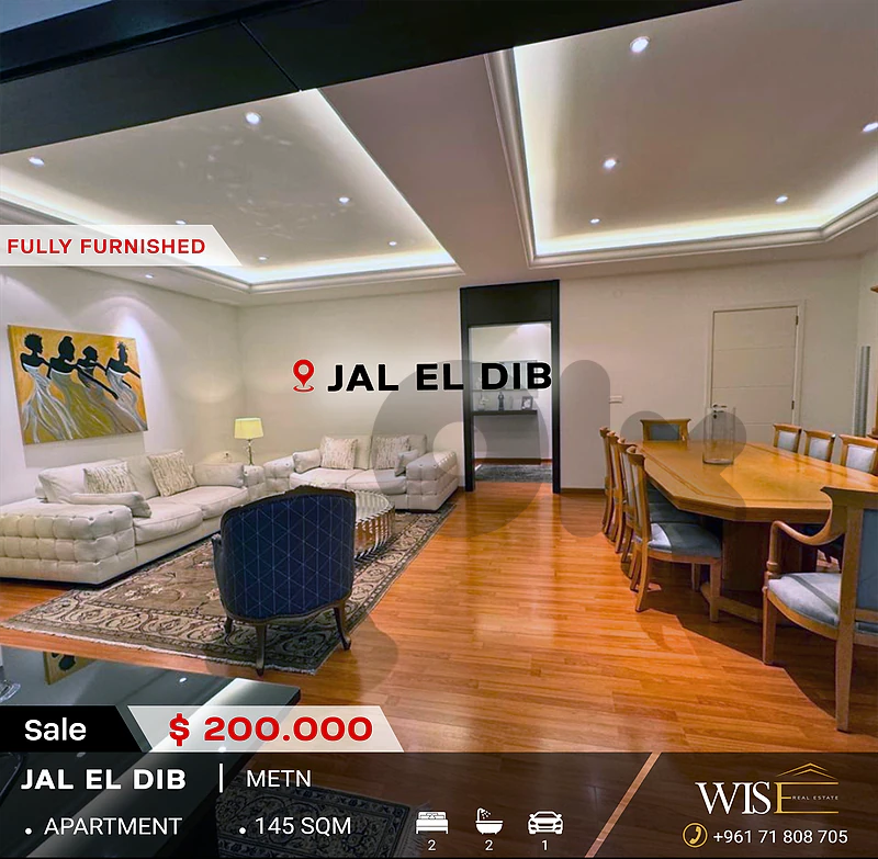 🏠 145 SQM Fully Furnished Apartment for SALE in Jal El Dib!