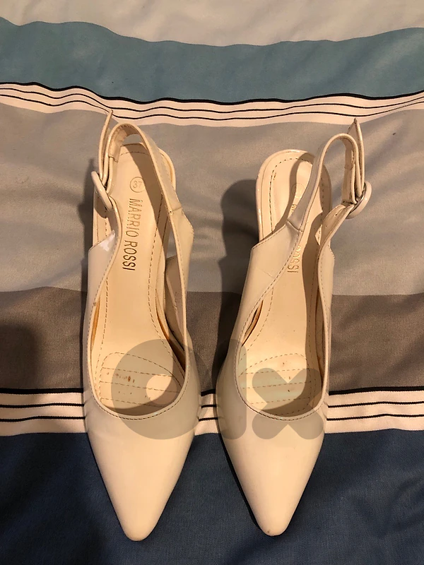 white heeled shoes