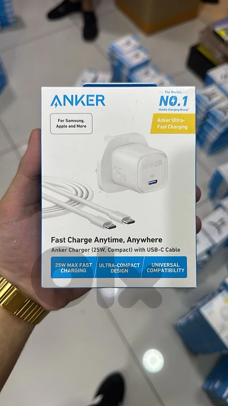 Anker usb-c charger  25w 3pin compact with usb-c cable white