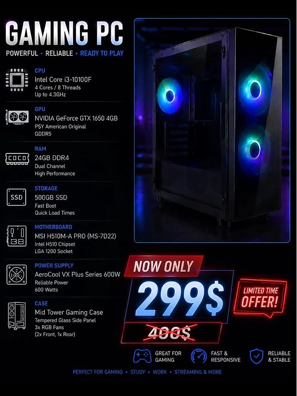 BEST LOW BUDGET GAMING PC PLAY ANY GAME WITH HIGH FPS
