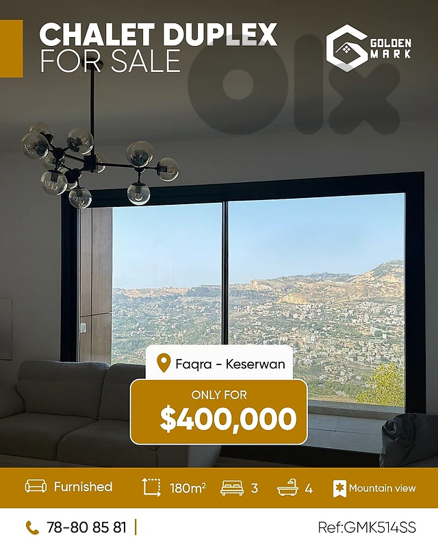 GMK514SS Chalet Duplex for sale in Faqra شاليه "دوبلكس" للبيع في فقرا.