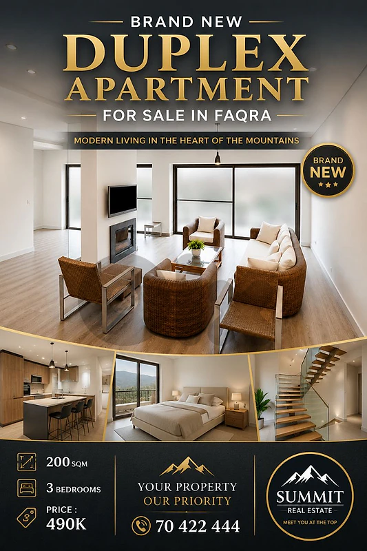 BRAND-NEW DUPLEX FOR SALE – FAQRA | FARAYA–FAQRA ROAD