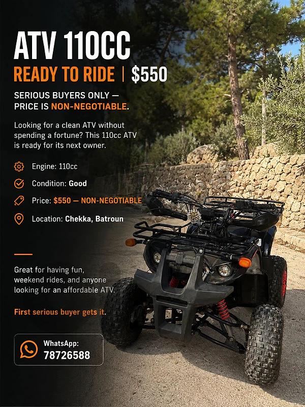 ATV 110CC | READY TO RIDE | $550