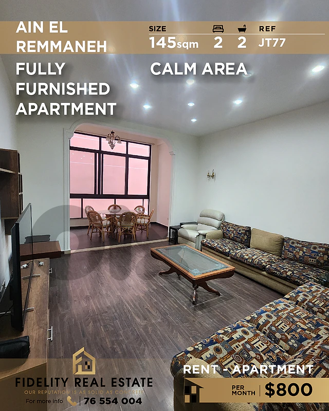 Apartment for rent in Ain El Remmaneh JT77 شقة للإيجار في عين الرمانة
