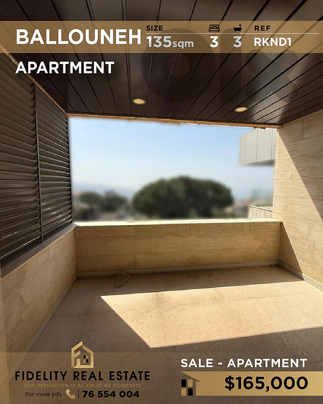 Apartment for sale in Ballouneh RKND1 شقة للبيع في بلونة Apartment for sale in Ballouneh RKND1 شقة للبيع في بلونة