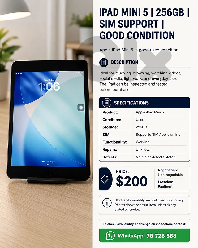 IPAD MINI 5 | 256GB | SIM SUPPORT | GOOD CONDITION