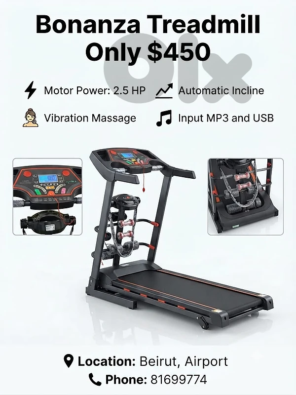 tttreadmill sports machines 2،5hp motor power, like new