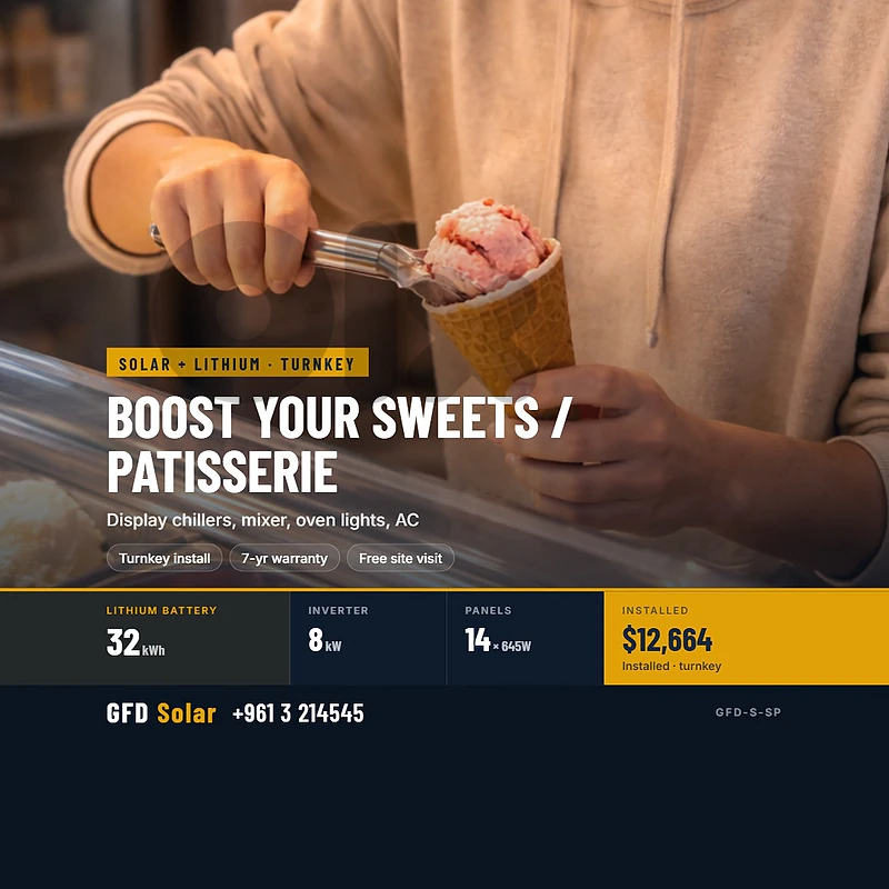 BOOST YOUR SWEETS / PATISSERIE — SOLAR + LITHIUM, INSTALLED