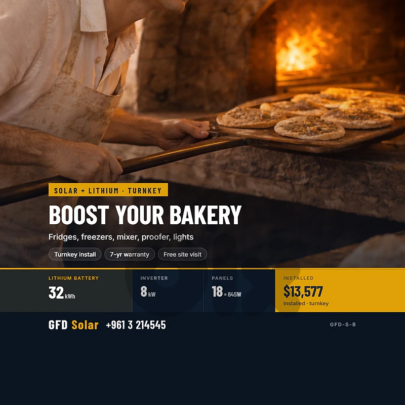 BOOST YOUR BAKERY — SOLAR + LITHIUM, INSTALLED