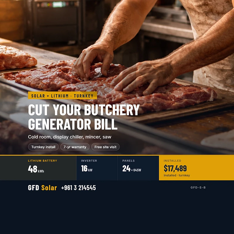 CUT YOUR BUTCHERY GENERATOR BILL — SOLAR + LITHIUM, INSTALLED