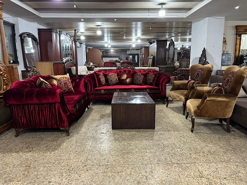 صالون تقيل خشب زان شبه جديد