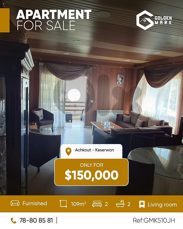 GMK510JH - Apartment For Sale In Achkout  - شقة للبيع في عشقوت