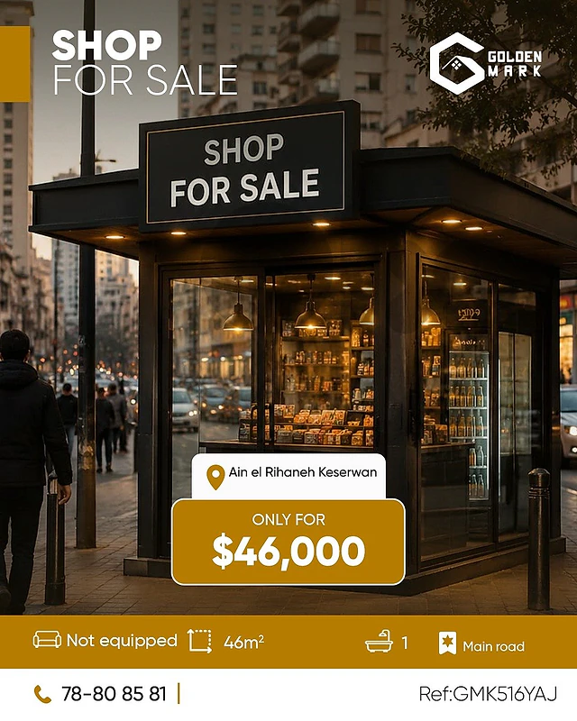 GMK516YAJ Shop For Sale In Ain al Rihaneh   محل للبيع في عين الريحانة
