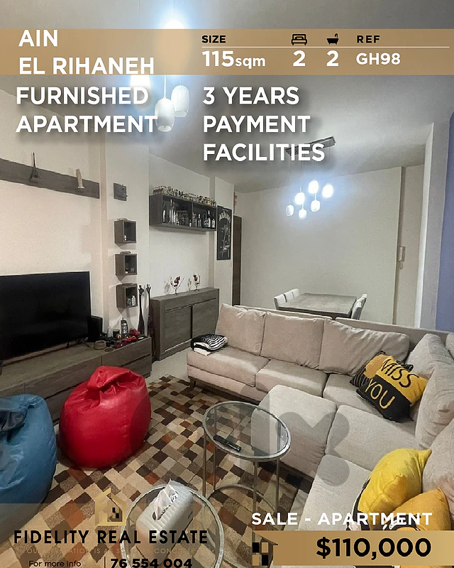 Apartment for sale in Ain El Rihaneh GH98 شقة  للبيع في عين الريحاني