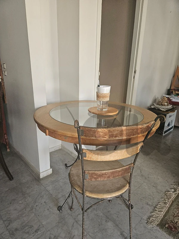 table et  4 chaises fer et bois