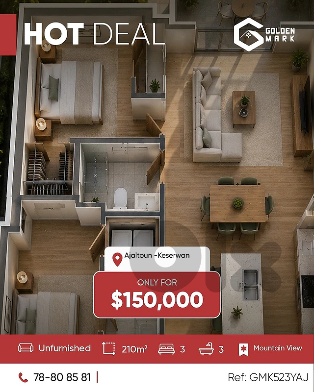 GMK523YAJ - Apartment For Sale In Ajaltoun  - شقة للبيع في عجلتون