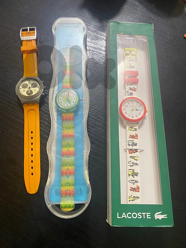 2 swatch and 1 lacoste