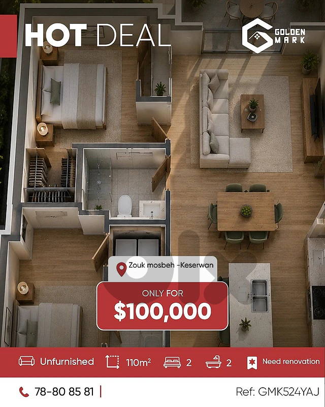 GMK524YAJ - Apartment For Sale In Zouk Mosbeh - شقة للبيع في ذوق مصبح