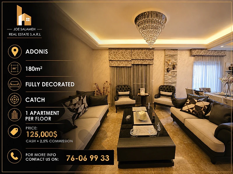 catch Deal apartment for sale in Adonis 180m2 only 125,000$cash