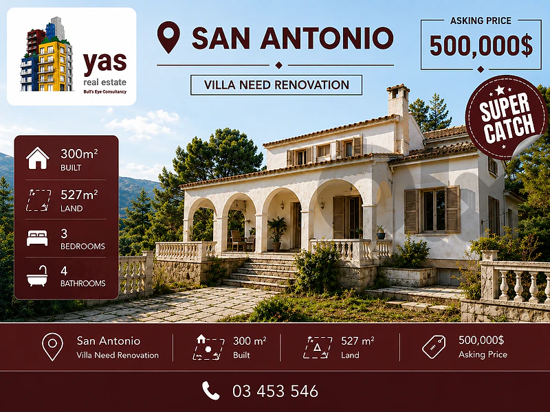 Kfardebian / San Antonio 300m2 | 527m2 Land | Renovation Opportunity |