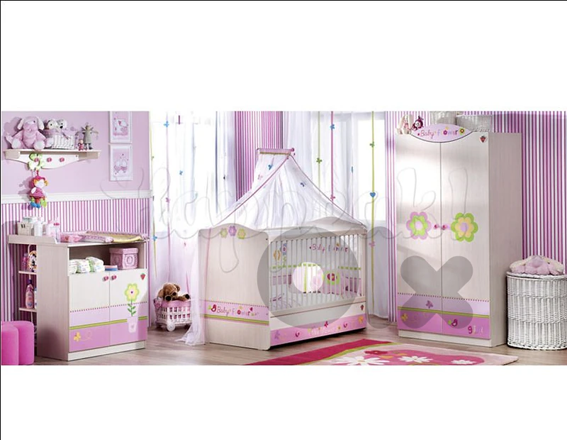 Baby Bed + Wardrobe + Chest + Shelf