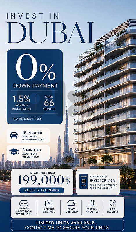 Luxury Studio for Sale in Dubai | 0% Down Payment | 66-Month Plan