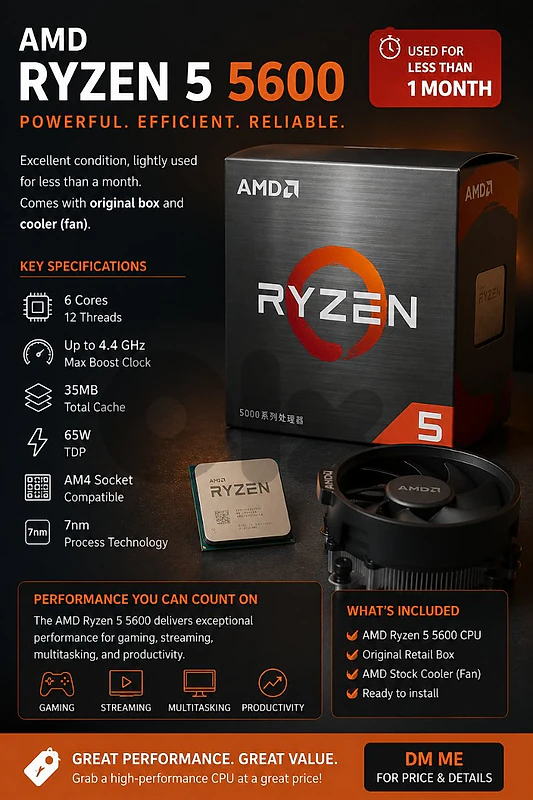 AMD Ryzen 5 5600 – Excellent Condition