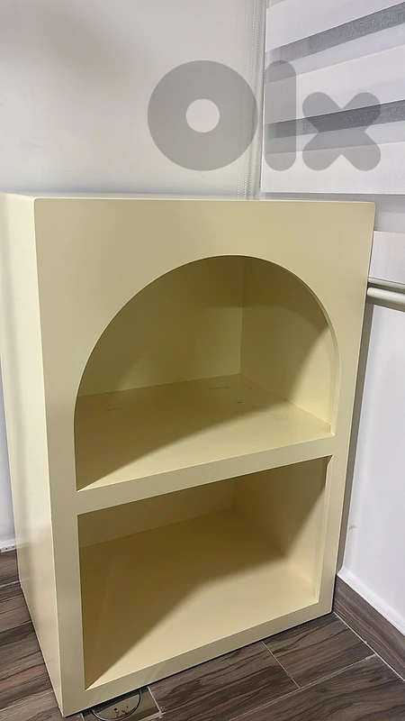 Pair of Custom Cream Arched Display Cabinets