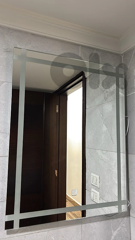 Set of 3 Rectangular Backlit LED Wall Mirrors with Frosted Border