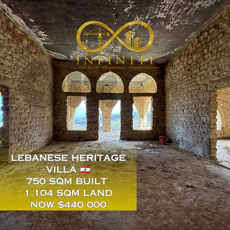 Heritage Lebanese Villa in Aley | 750 SQM Built | 1,104 SQM Land