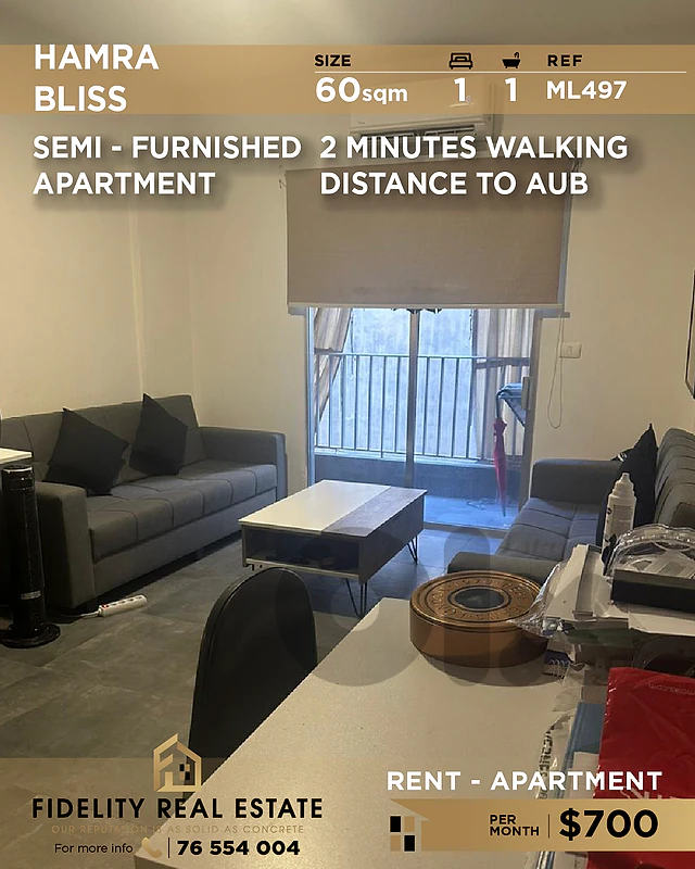 Apartment for rent in Hamra ML497 شقة للإيجار في الحمرا