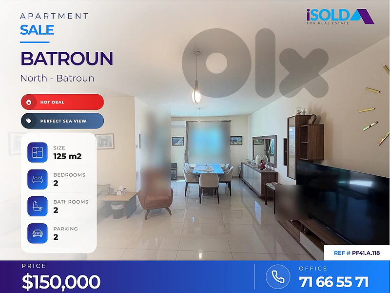 A 125 m2 aprt+perfect sea view 4sale in Batroun, 2 mins away only!