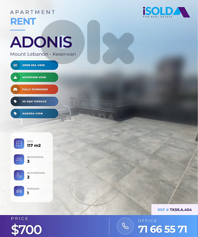 Furnished duplex aprt+terrace+mountain/sea view 4rent in Adonis Furnished duplex aprt+terrace+mountain/sea view 4rent in Adonis