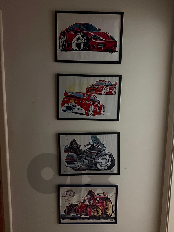 Automotive & Motorsport Caricature / Comic-Style Art Quad-Set